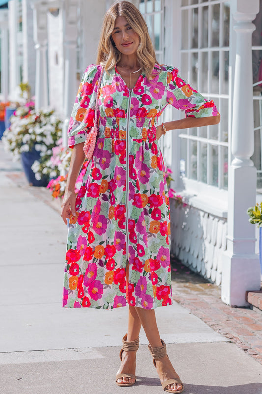 Threaded Pear Lisa Puffy Half Sleeve Dress
