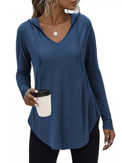 Full Size Drawstring Long Sleeve Hooded Top Plus Size