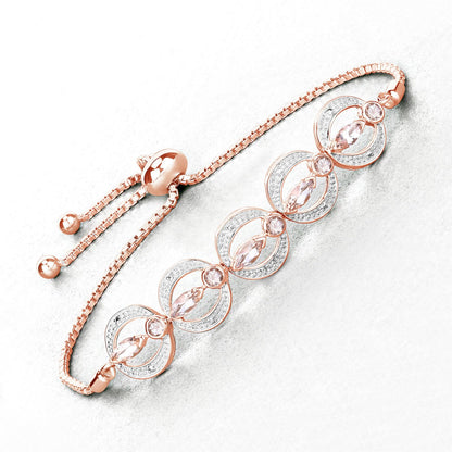 Marquise Pink Morganite & Diamond Celestial Bolo Adjustable Bracelet