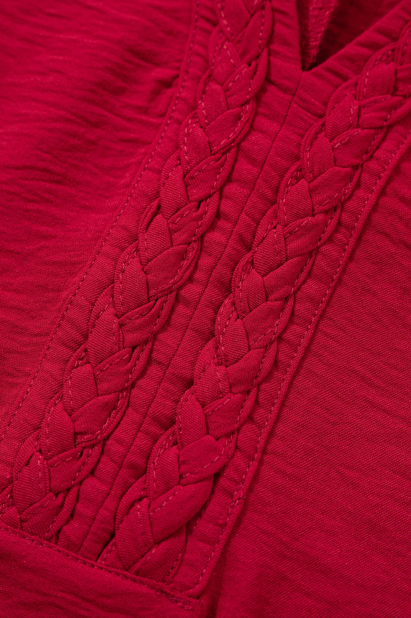 Threaded Pear Willow Trim Half Sleeve Blouse