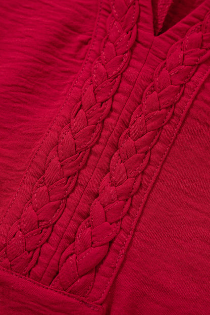 Threaded Pear Willow Trim Half Sleeve Blouse