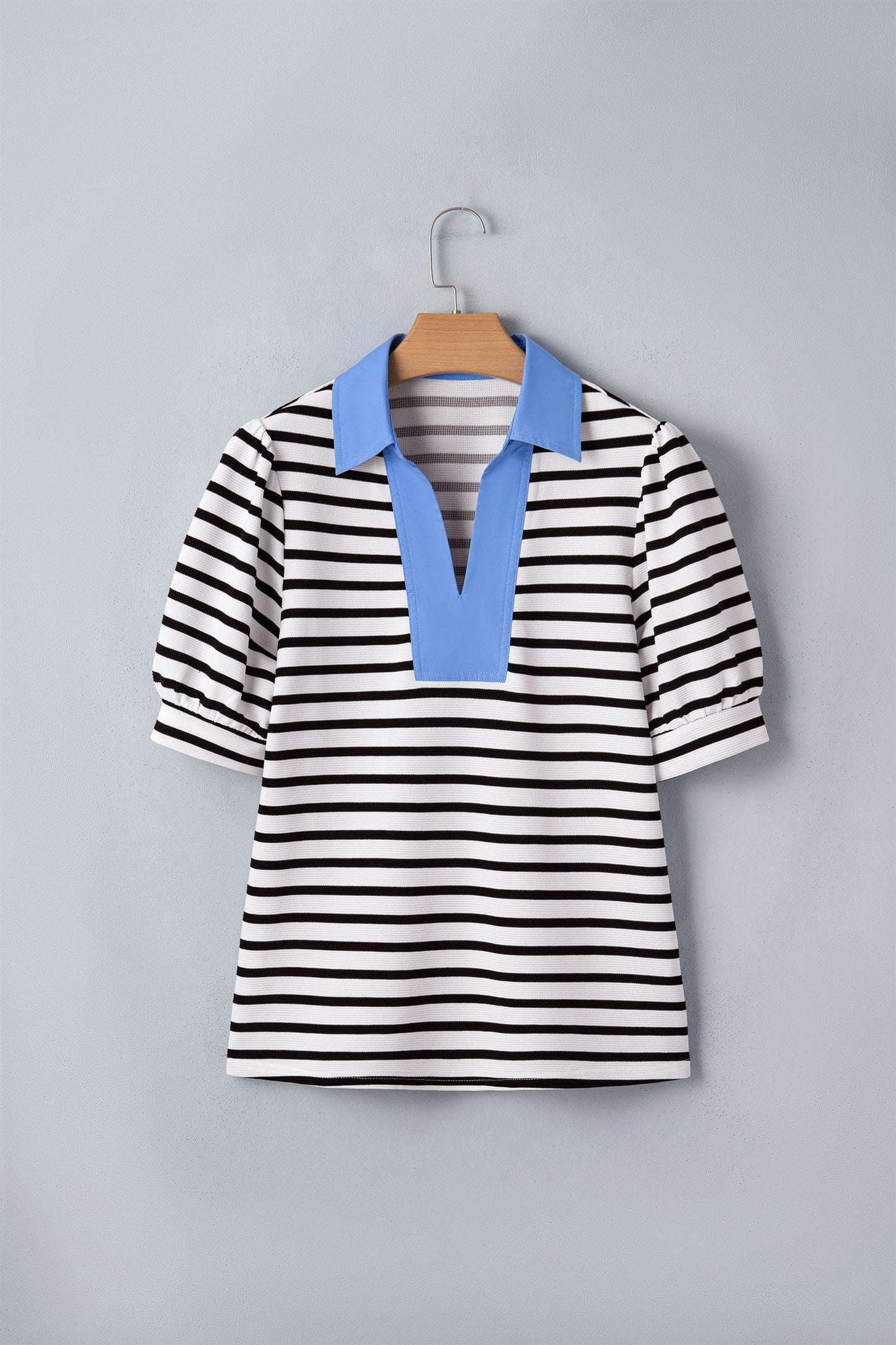 Threaded Pear Lina Block Polo Collar Blouse