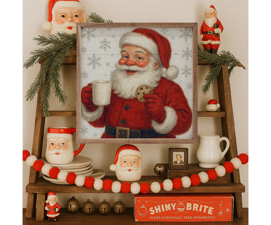 Kendrick Home Vintage Santa With Cookies And Milk
