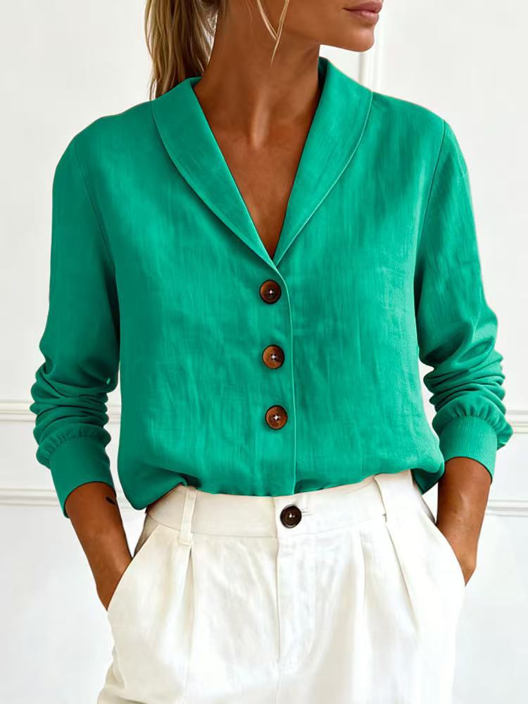 Women's Cotton-Linen Peter Pan Collar Button-Up Shirt – 6 Colors S–3XL