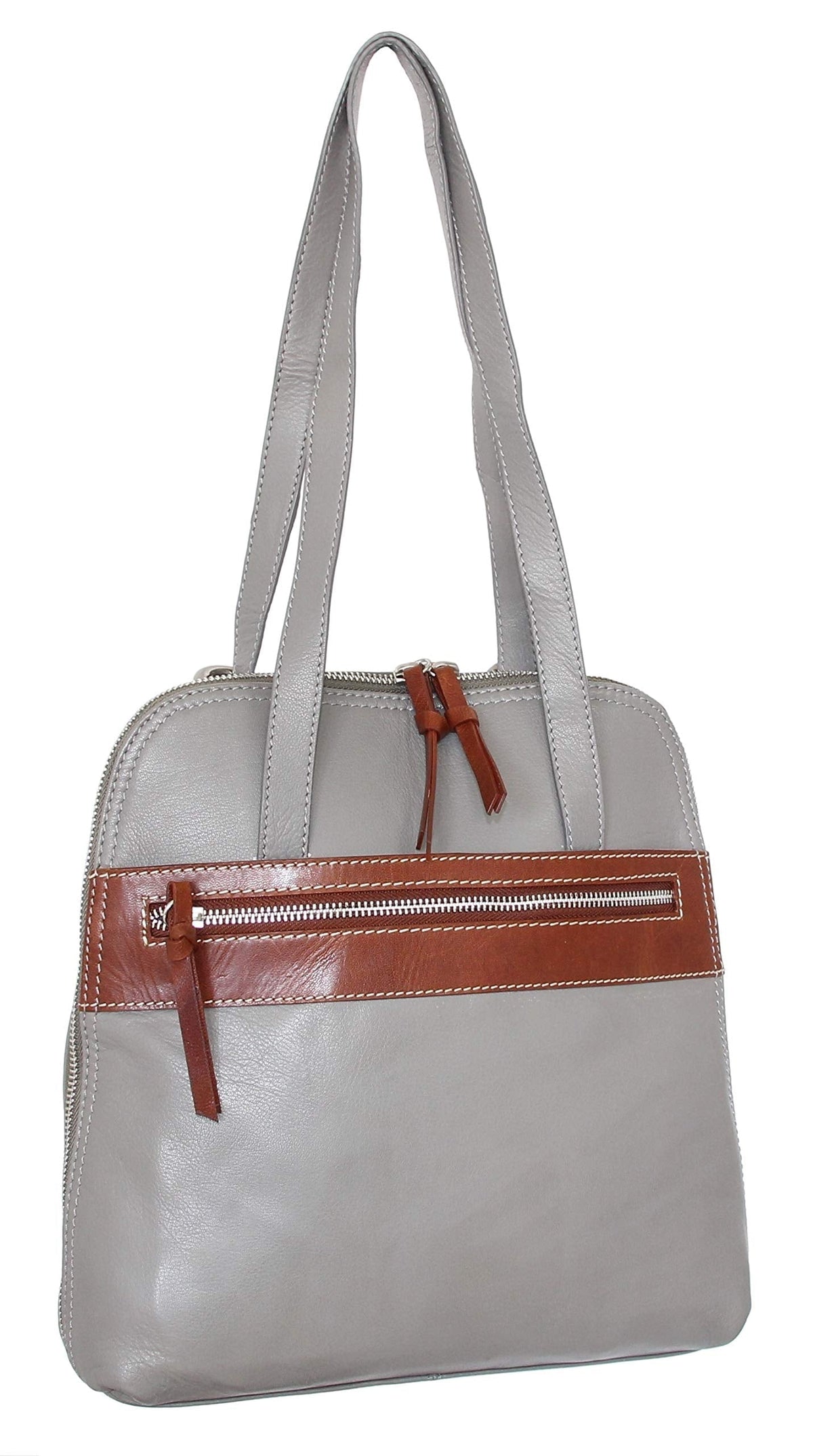 Nino Bossi Carina Convertible Leather Tote/Backpack - Stone