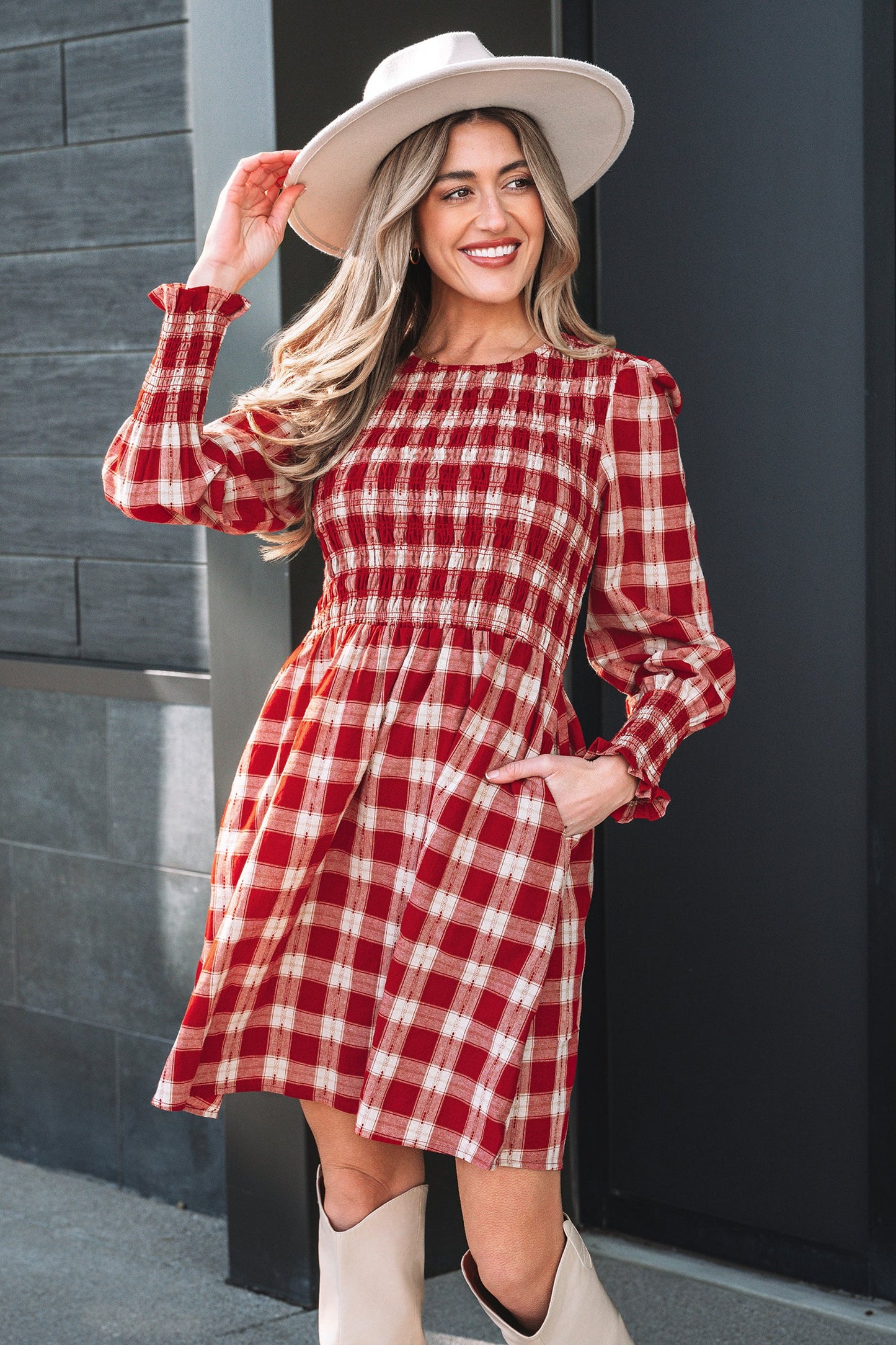Threaded Pear Amelia Puff Sleeve Mini Dress