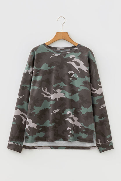 Threaded Pear Anaya Textured Drop Shoulder Long Sleeve Top
