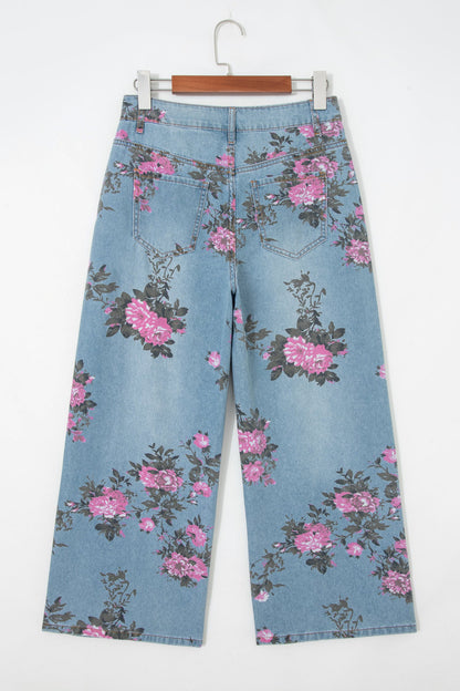 Threaded Pear Esme Floral Print Bootcut Jeans