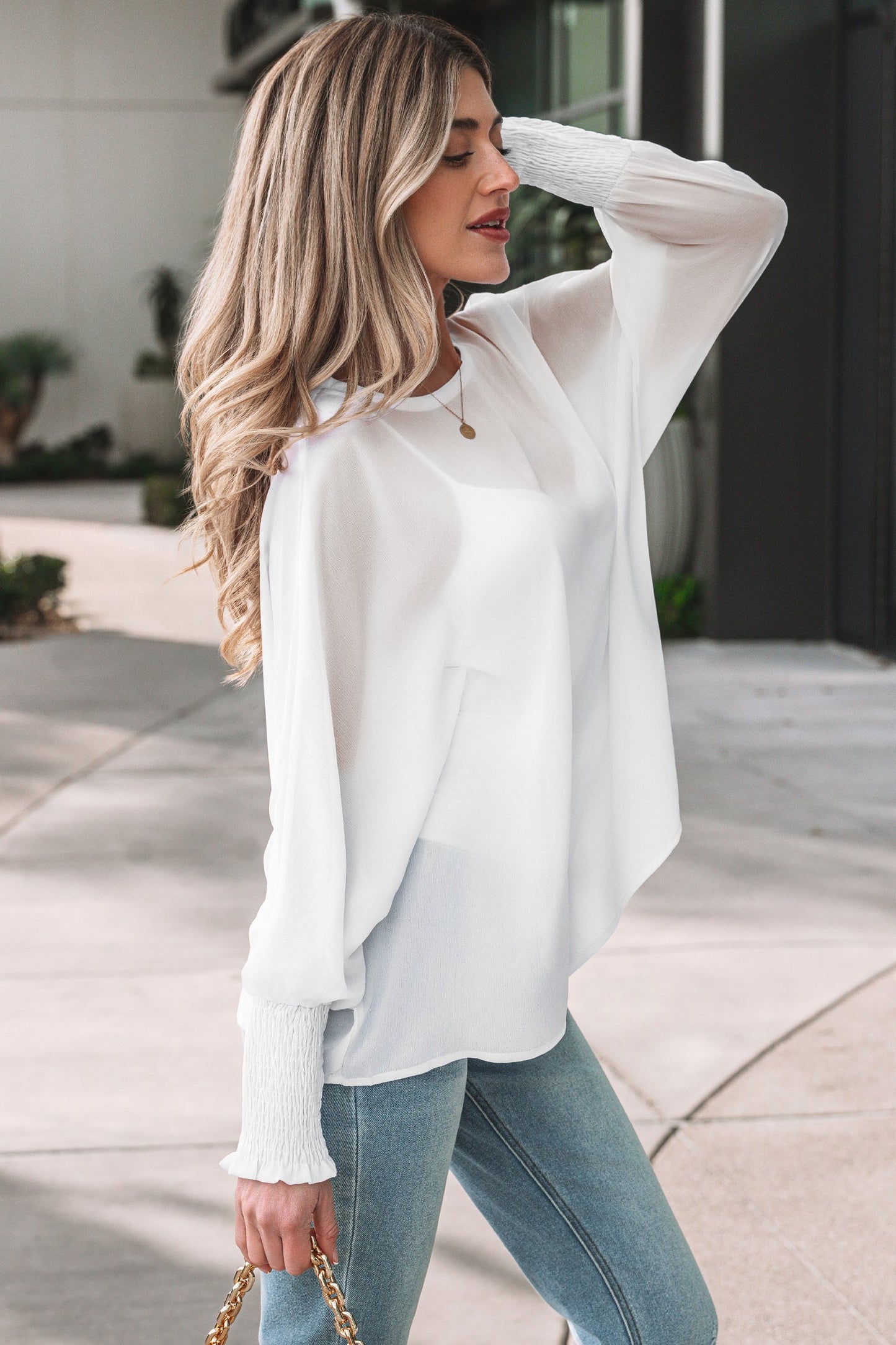 Threaded Pear Gwen Sleeve Dolman Blouse Long Sleeve Top