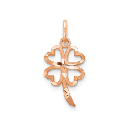 10K Rose Gold Four Leaf Clover Charm Pendant