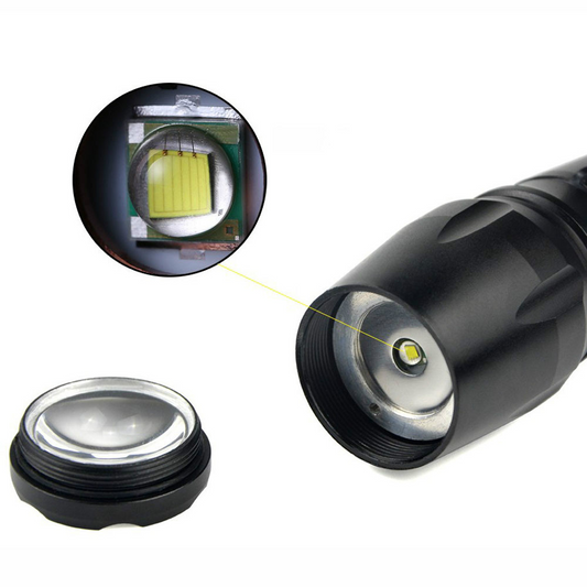 Prime Goods Super-Bright 90000LM LED Tactical Flashlight 5 Modes Zoomable Torch Searchlight - Black