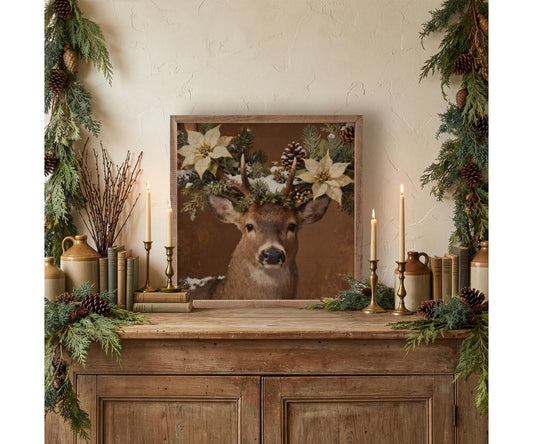 Kendrick Home Poinsettia Deer