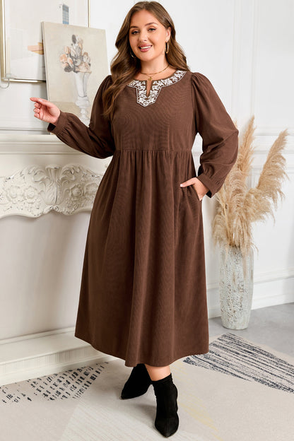 Threaded Pear Hallie High Waist Midi PLUS Dress