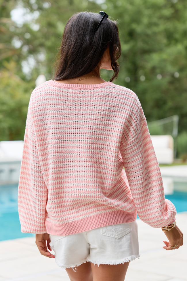 Lennon Blush and Ivory Striped Knit Sweater