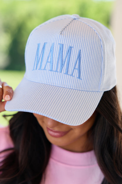 Blue Striped Mama Trucker Hat