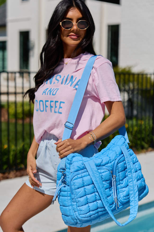 Haylie Marine Blue Quilted Weekender Bag