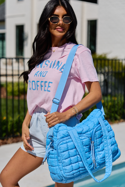 Haylie Marine Blue Quilted Weekender Bag