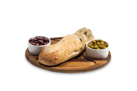 Kalmar Home Charcuterie / Serving Tray with 2 Ceramic Bowls with Lids