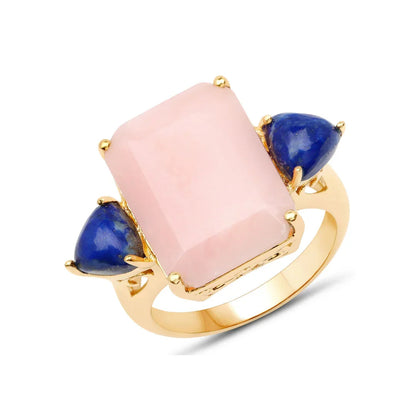 Natural Pink Opal Three Stone Ring