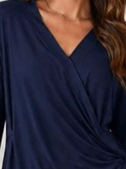 Long Sleeve Wrap T-Shirt with Side Knot Detail