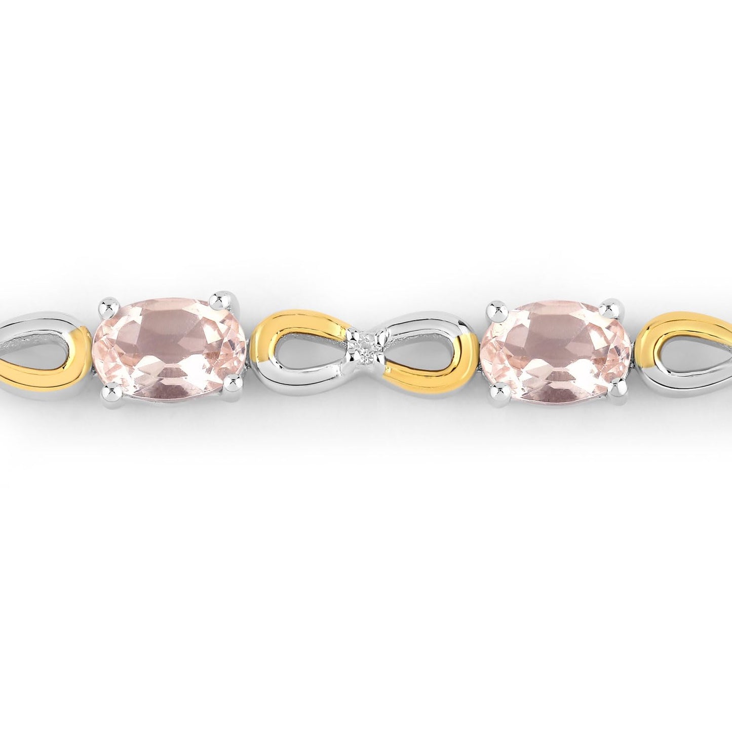Oval Pink Morganite Prong Silver Infinity Bolo Adjustable Bracelet