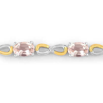 Oval Pink Morganite Prong Silver Infinity Bolo Adjustable Bracelet