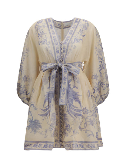Mini Dress Indra Plunge Cream Lilac