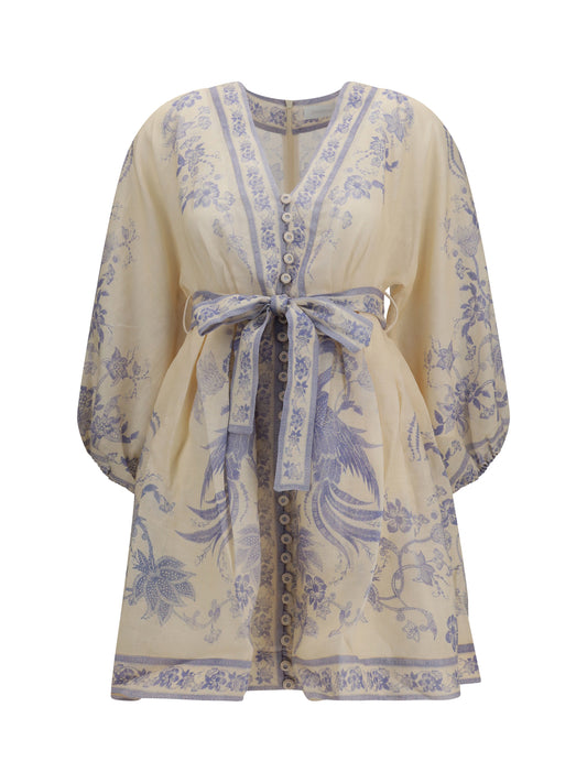 Mini Dress Indra Plunge Cream Lilac