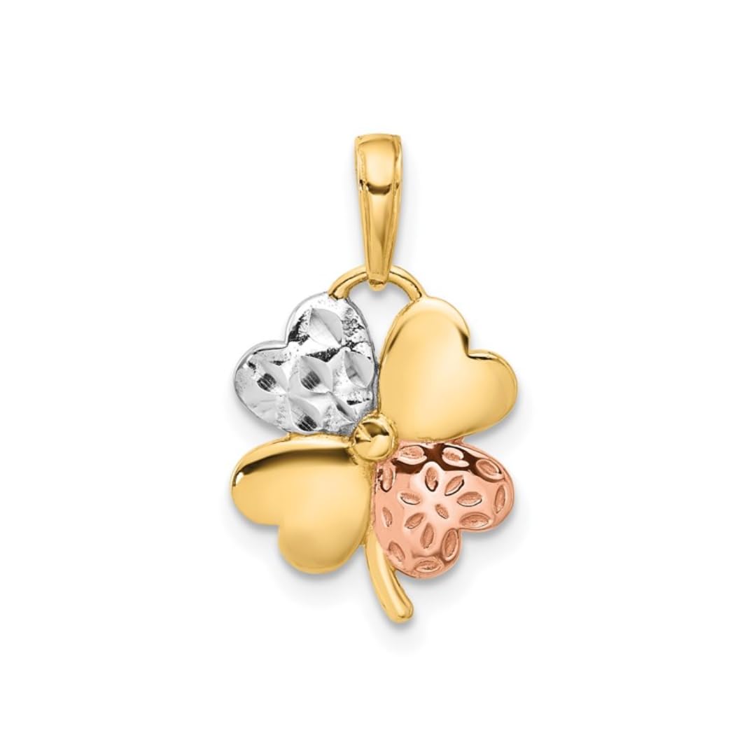 14K Rose Gold Four Leaf Clover Charm Pendant