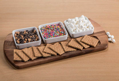 Kalmar Home Charcuterie / Serving Tray with 3 Square Ceramic Bowls