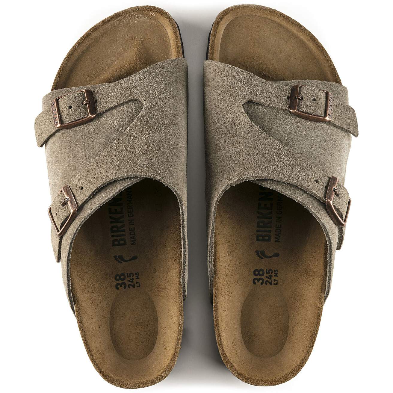 Birkenstock Unisex Zurich Suede Leather Exquisit Allover Taupe
