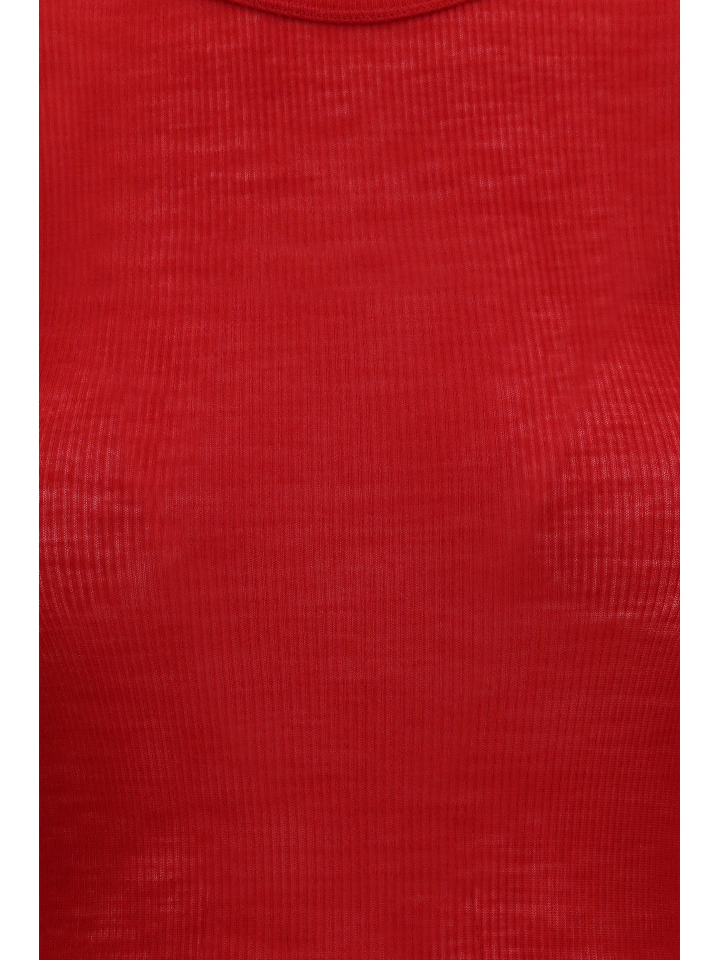 Ribbed Knit T-Shirt Lipstick Red
