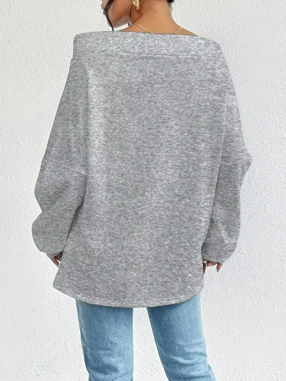 Off-Shoulder Drawstring Sweatshirt