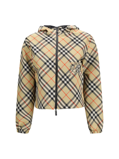 Cropped Reversible Check Jacket — Sand