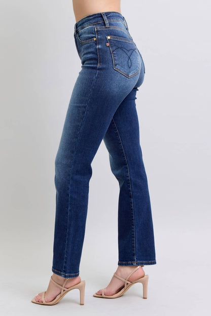 Lara - Vintage Wash Thermal Straight Jeans