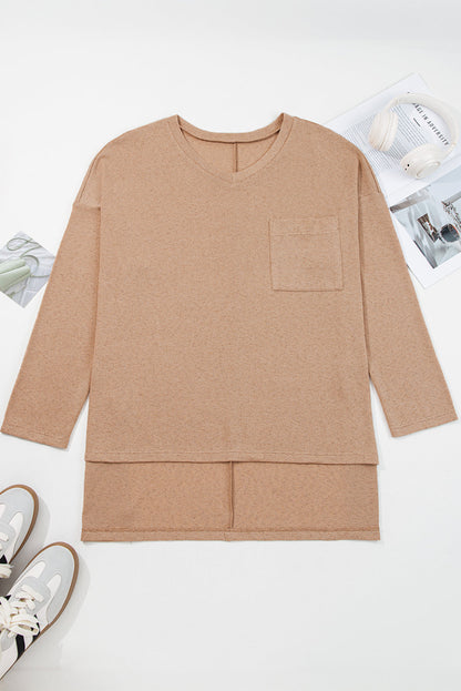 Threaded Pear Abby Shoulder Knit Tunic PLUS Top
