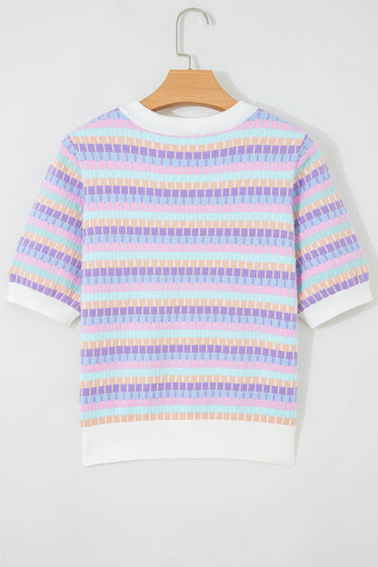 Threaded Pear Ailany Knit Short Sleeve Sweater