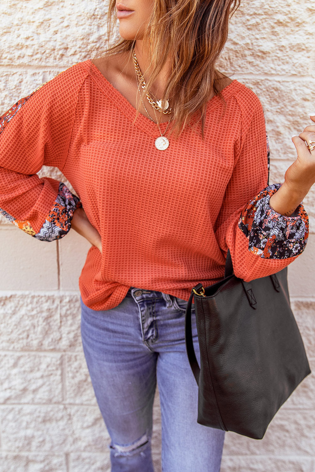 Threaded Pear Karina Eyelet thermal Knit Top