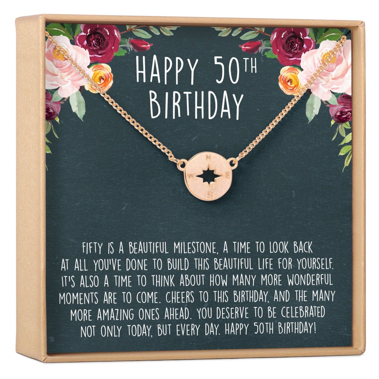 50th Birthday Necklace, Multiple Styles