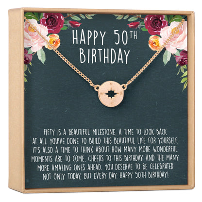 50th Birthday Necklace, Multiple Styles