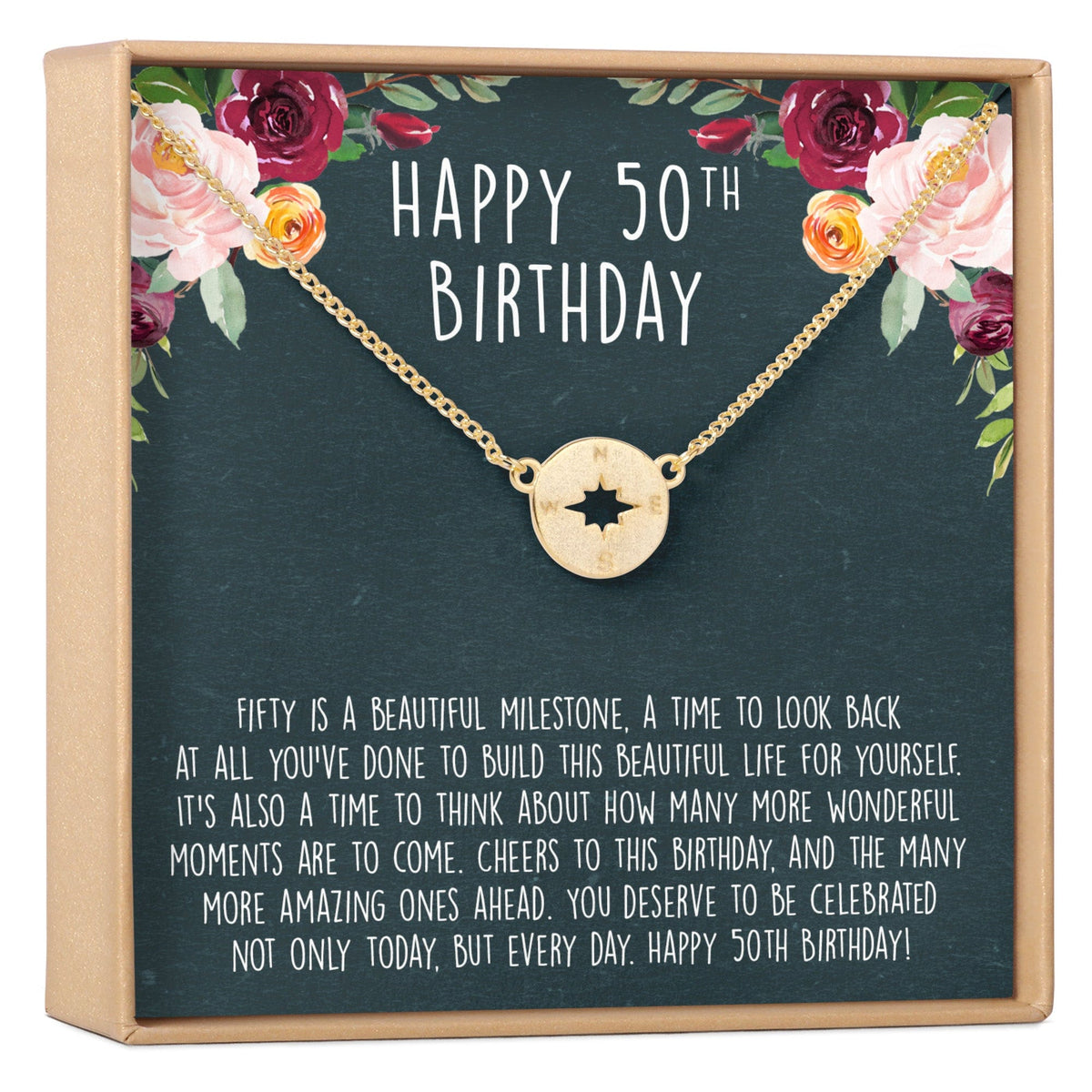 50th Birthday Necklace, Multiple Styles