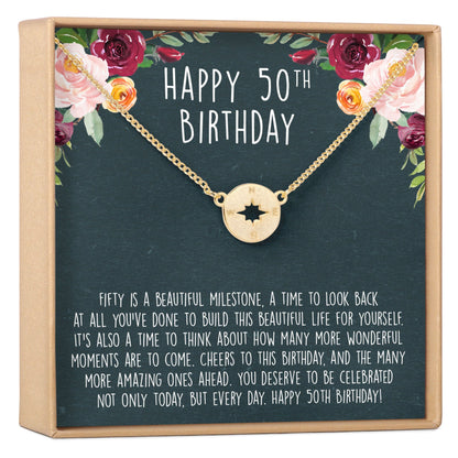 50th Birthday Necklace, Multiple Styles
