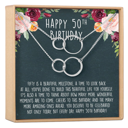 50th Birthday Necklace, Multiple Styles