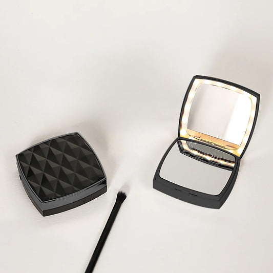 Black - 1x/3x Magnifiying Rechargeble LED Compact Makeup Mirror