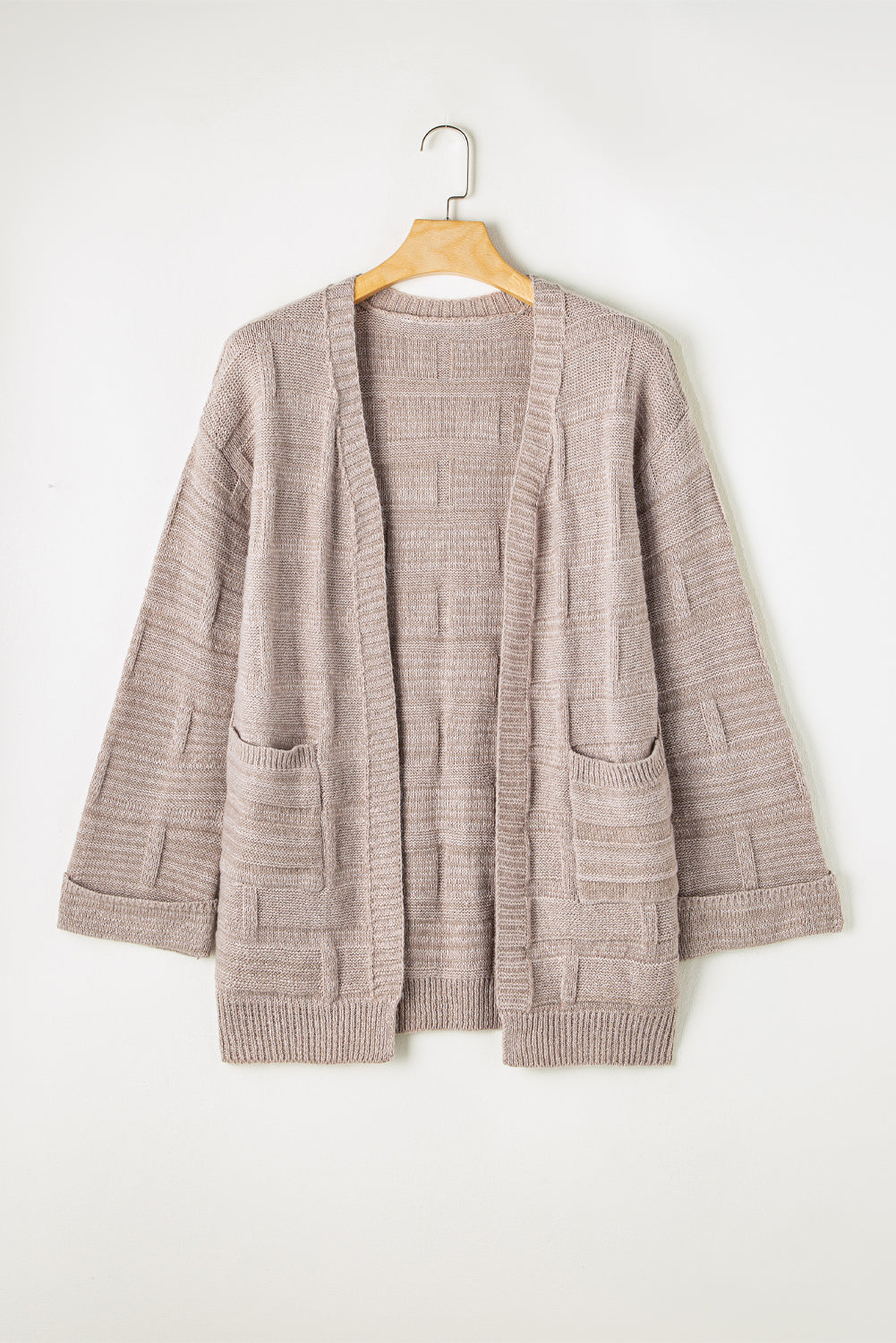 Threaded Pear Athena Knit Open Front Chic Cardigan with Pockets