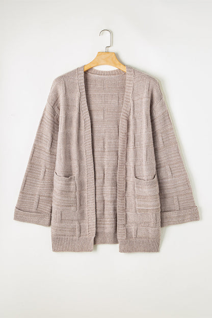Threaded Pear Athena Knit Open Front Chic Cardigan with Pockets