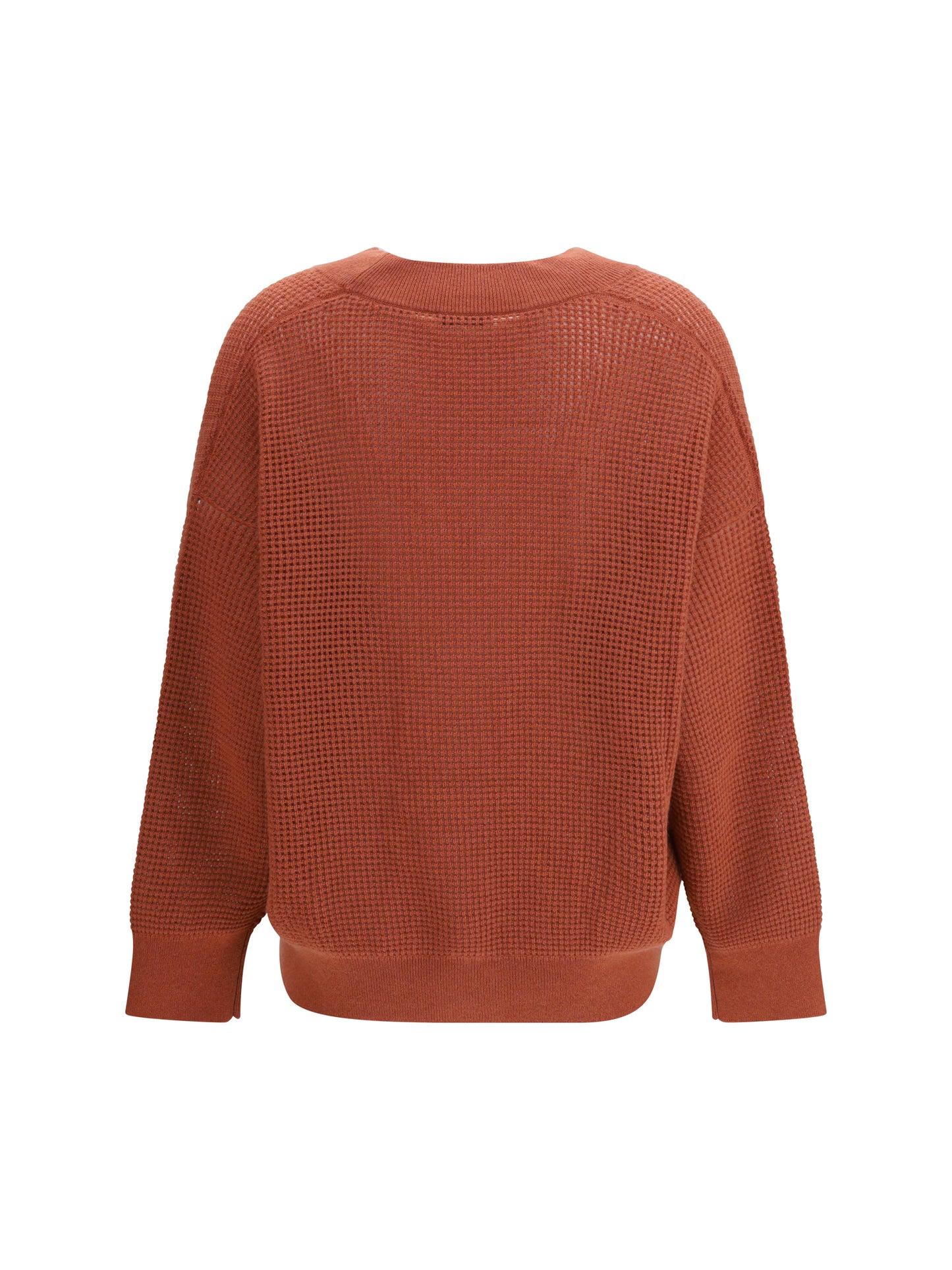 Cardigan V-Neck Cashmere Orange Flame/Oyster