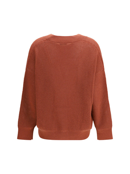 Cardigan V-Neck Cashmere Orange Flame/Oyster