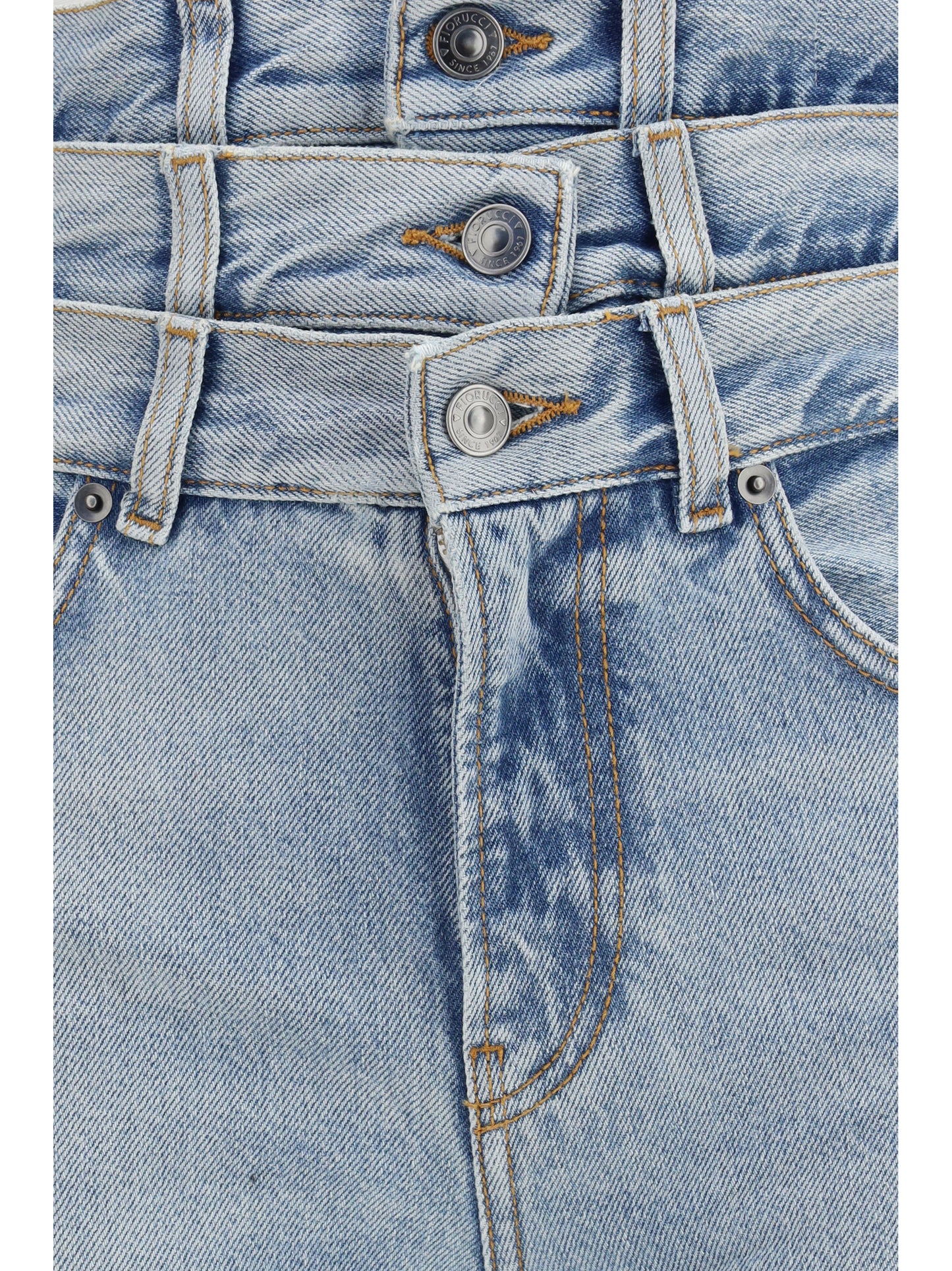 Jeans With Triple-Layer Waist — Light Blue