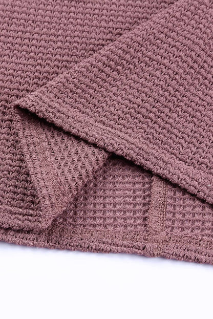 Threaded Pear Evelyn Waffle Knit Loose Long Sleeve Top